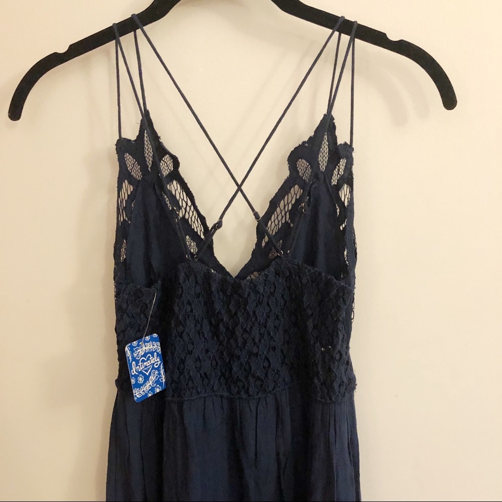 Free People Navy Blue Lace-Top Maxi Dress - Picture 7 of 12